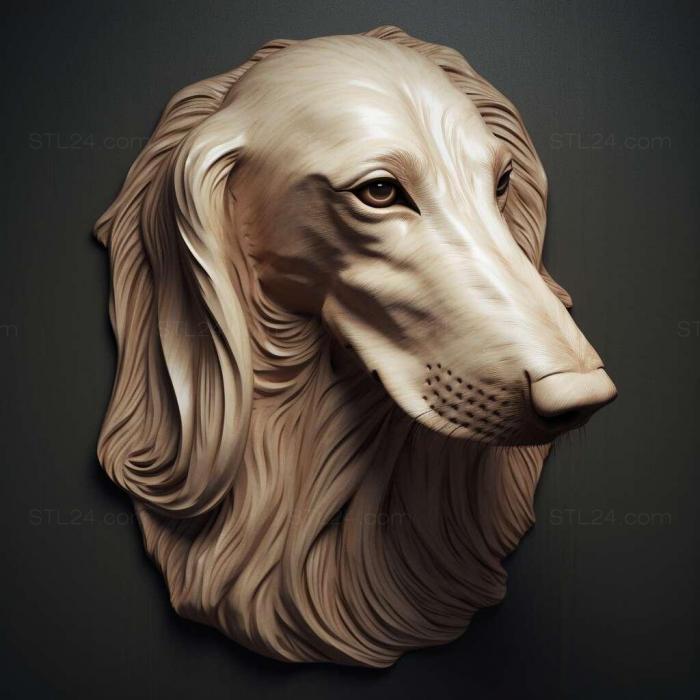 Nature and animals (st Saluki dog 4, NATURE_1080) 3D models for cnc